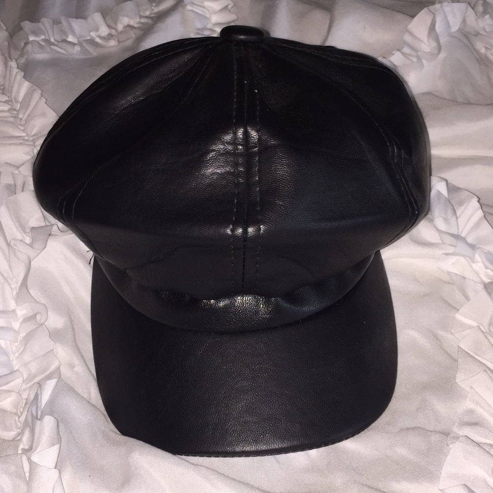 Black Leather Taxi Cab Hat